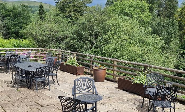 The Conservatory Terrace at Craig y Nos Castle in Brecon Beacons, South Wales